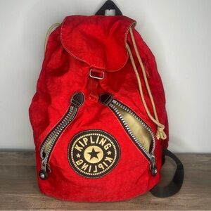 Vintage cherry red Kipling fundamental‎ backpack rucksack tote bag